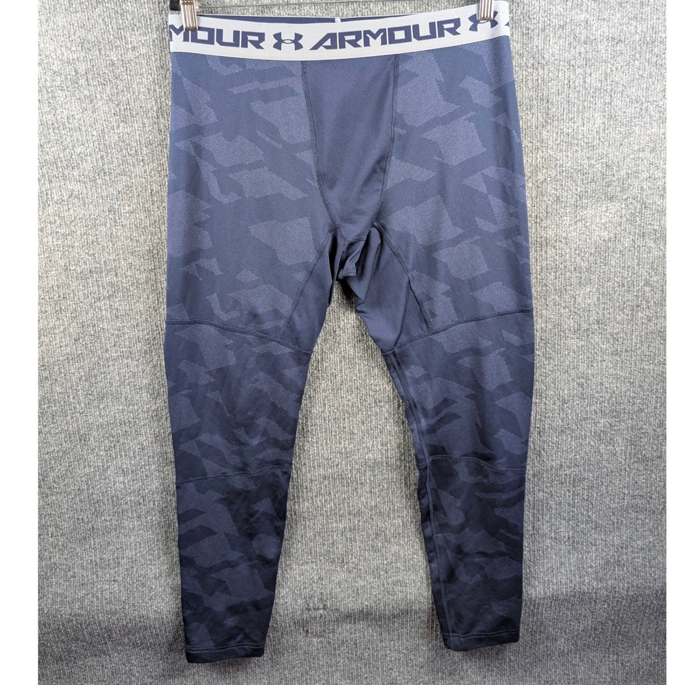 Under Armour Mens ColdGear Compression Leggings Blue Camo Base Layer XXL